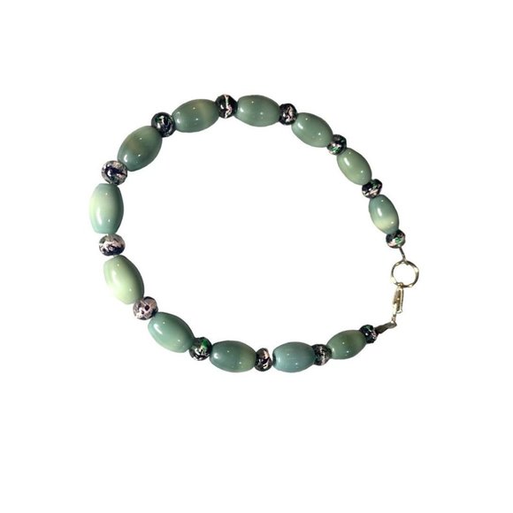 Unbranded Jewelry - Large 8" Beaded Gray Green Glass Clasp Bracelet Spacers